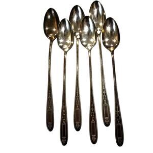 Vintage silverplated iced tea spoons (6) Oneida Grosvenor pattern circa 1921